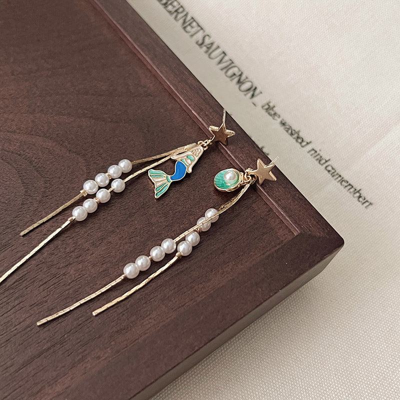 Style Pearl Tassel Female Fashion Temperament Earrings