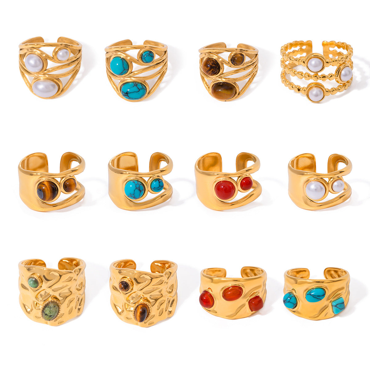 Steel Turquoise Open High-grade Titanium Hand Rings