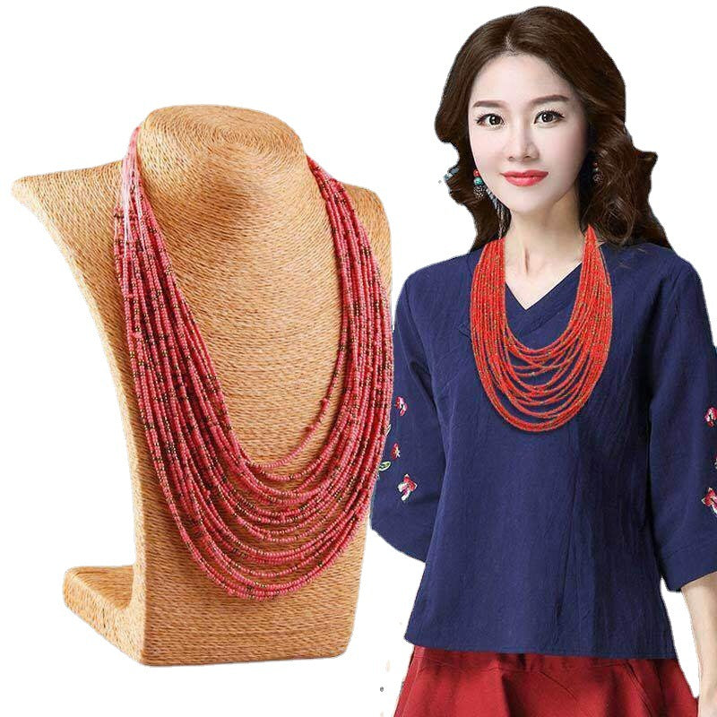 Ethnic Style Hand-woven Beads Stringed Multilayer Necklace