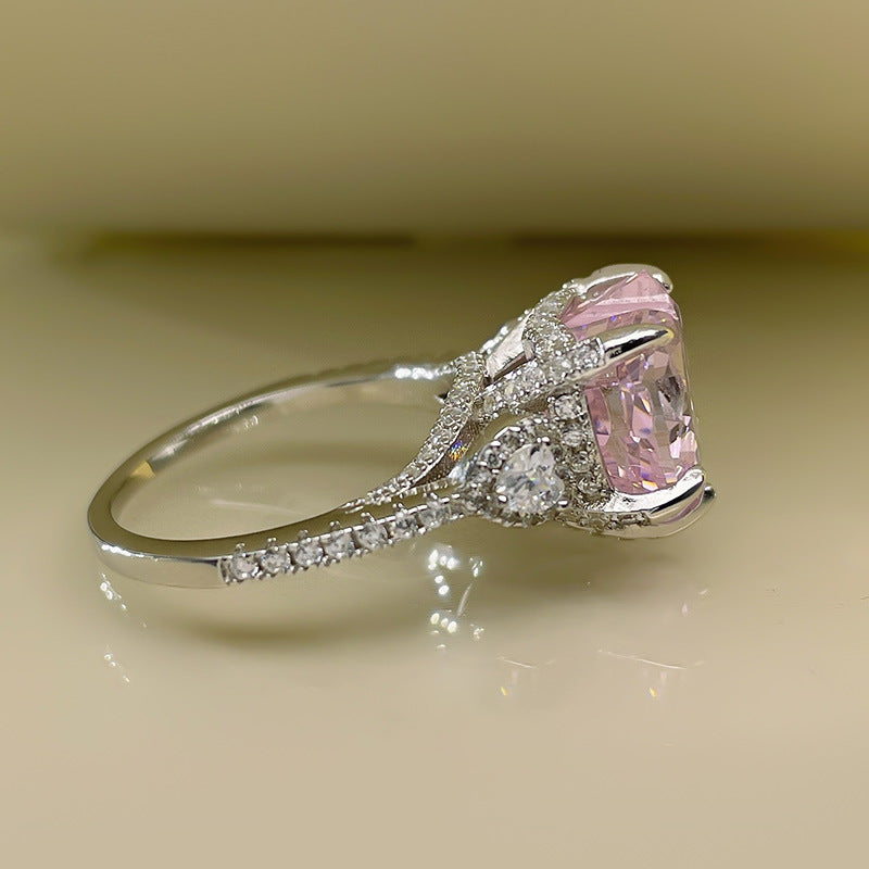 Women's Heart-shaped Rhinestone Sterling Sier Gold-plated Index Rings