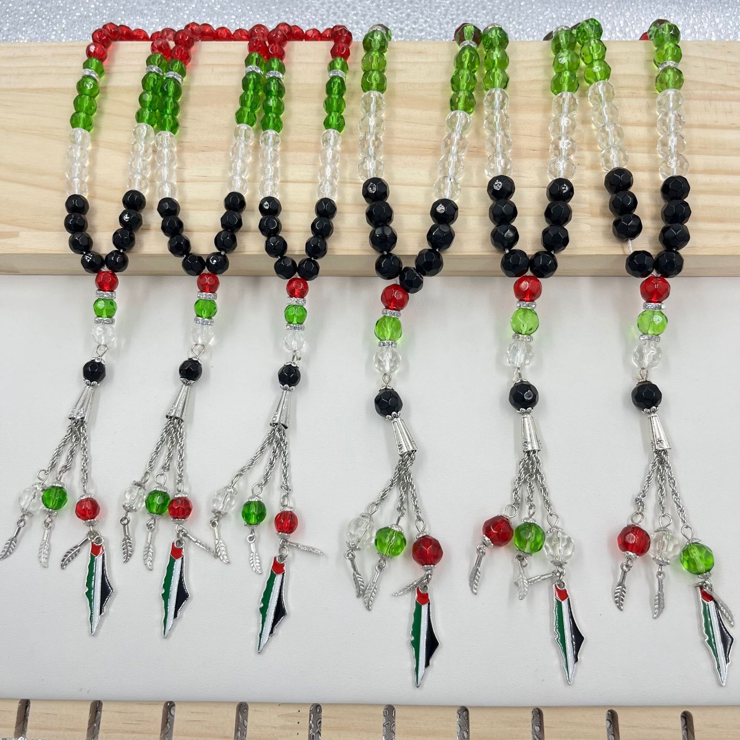 Palestine Flag Colors Crystal Glass Beads Bracelet