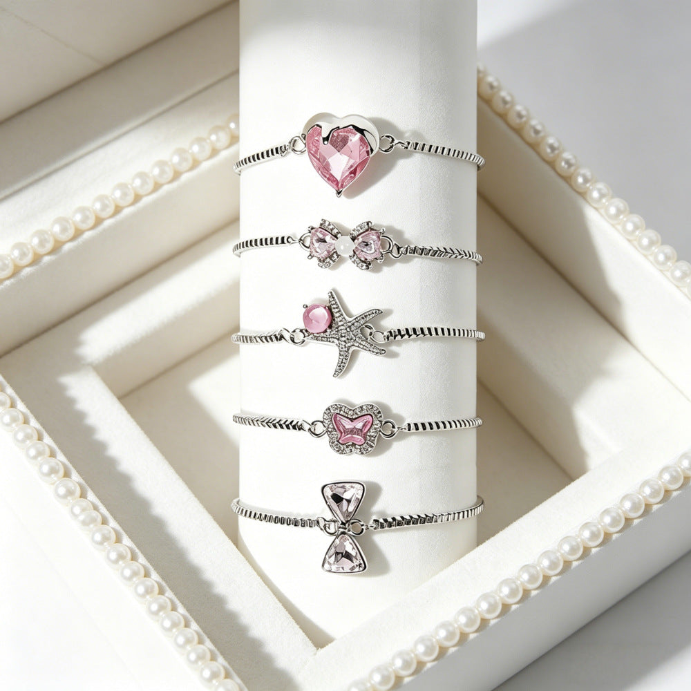 Heart Bow Tie Sweet Girly Style Special Interest Light Luxury Bracelet