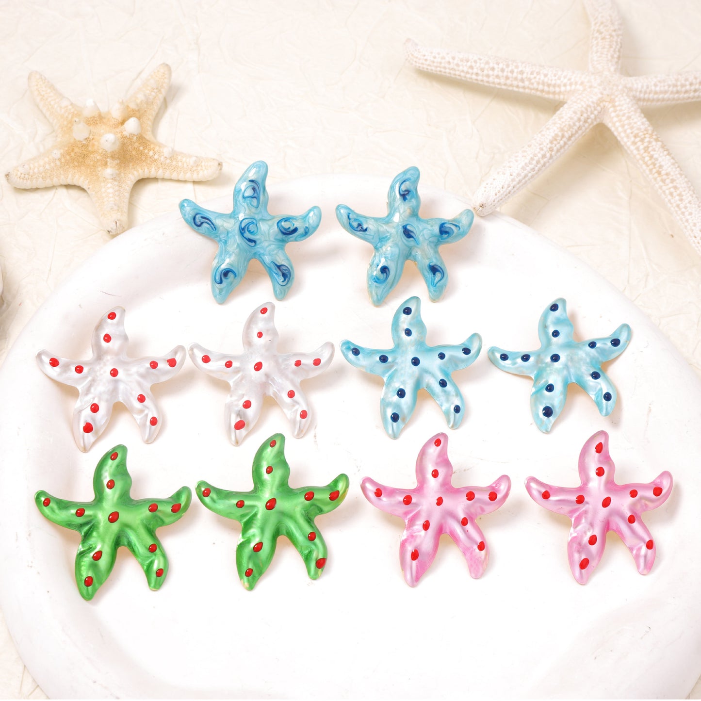 Fashion Trendy Ocean Casual Style Metal Geometry Starfish Five-pointed Star Earrings