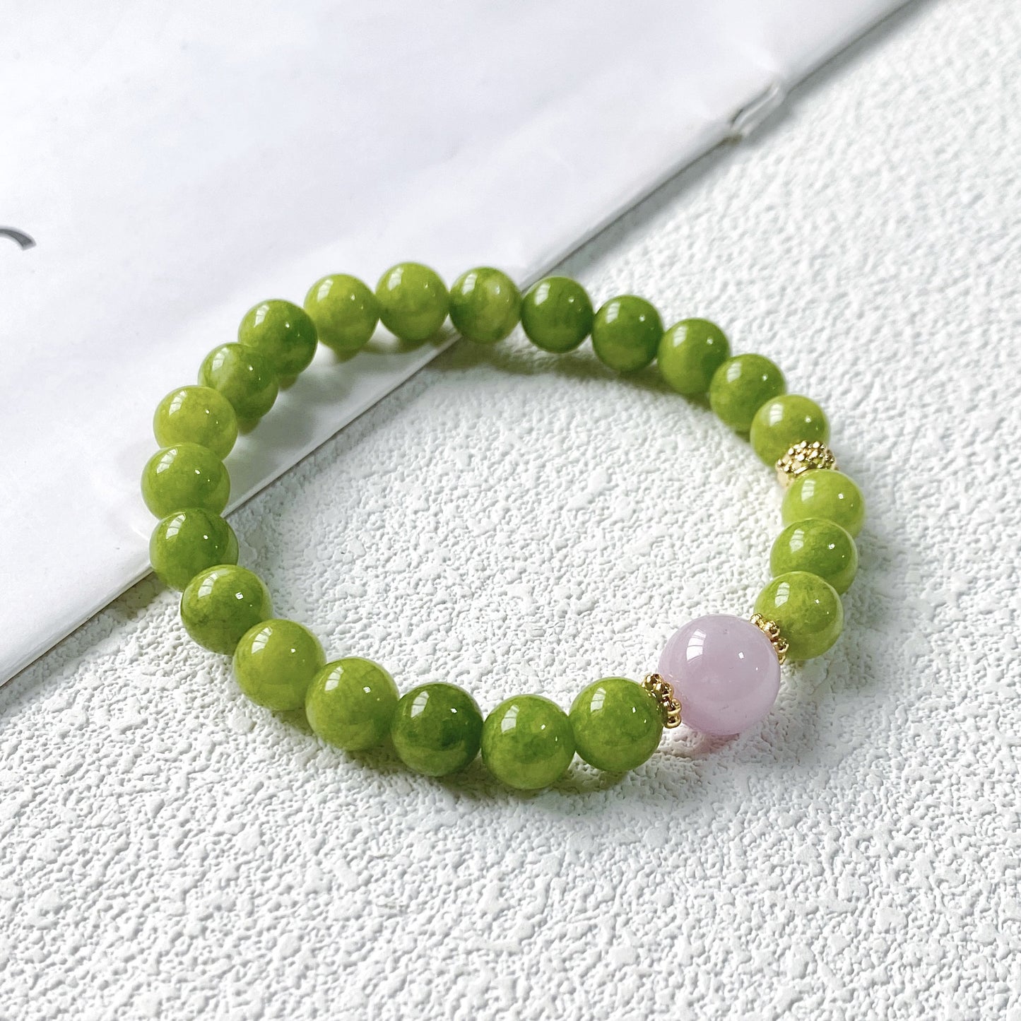 Women's Olive Jade Spodumene Purple Crystal Live Stall Bracelets
