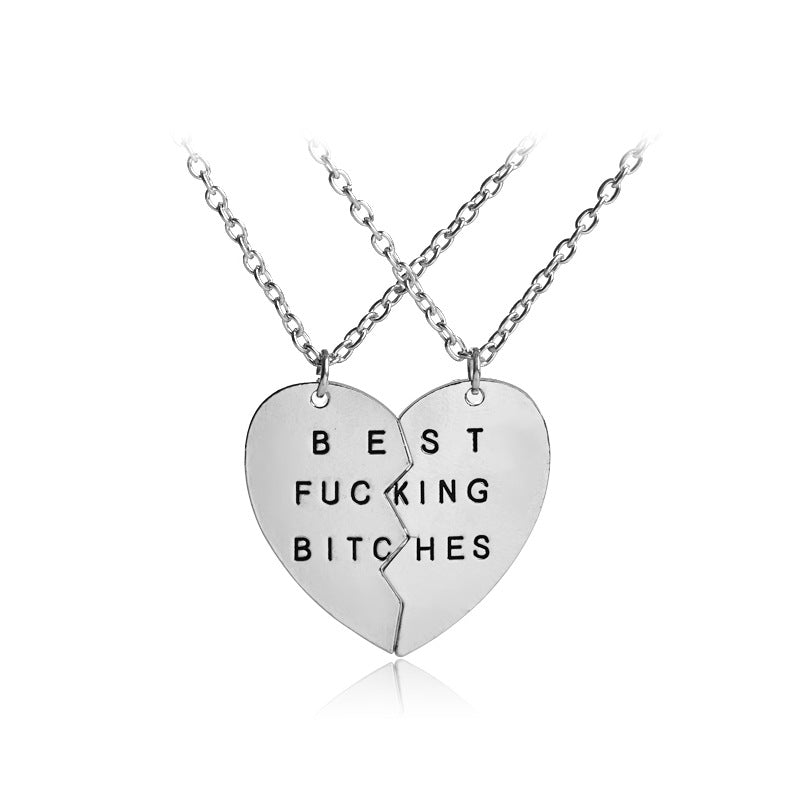 Friend Metal Stitching Love Peach Heart Necklace