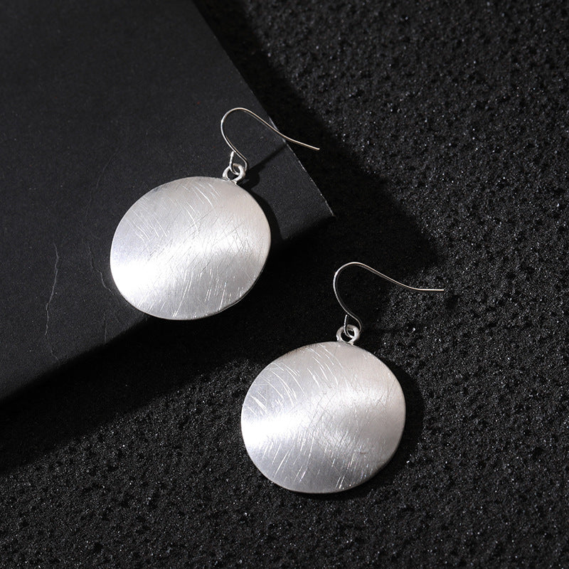 Personality Fashion Brushed Round Geometric Alloy Earrings