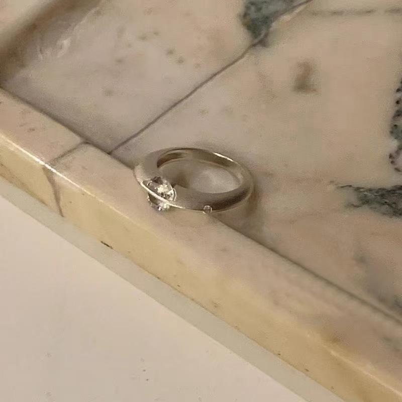 Gentle Sier Wide Version Love Pearl Around Planet Female Light Rings