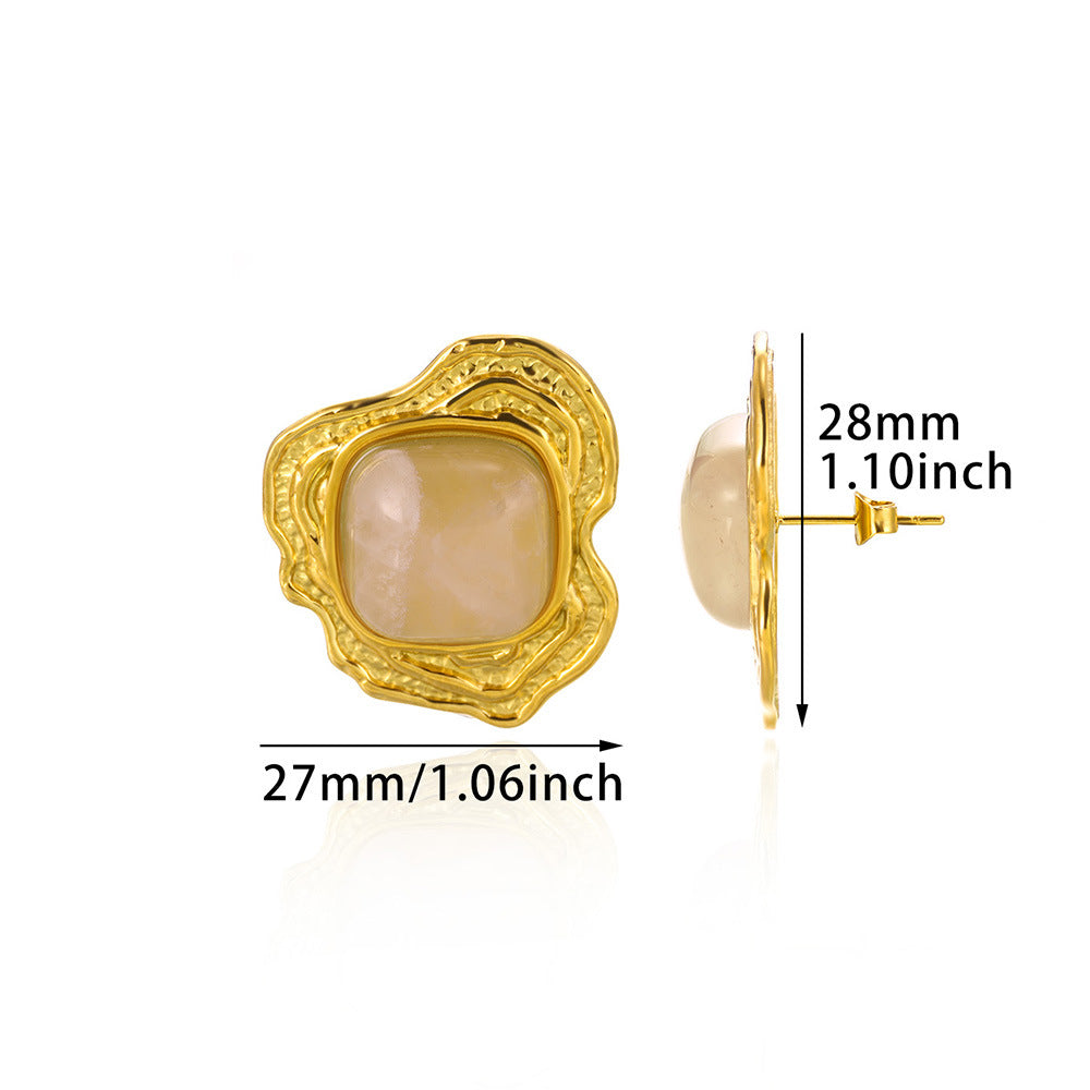 Wind Fashion Imitation Pearl Gold Stainless Steel Female Earrings