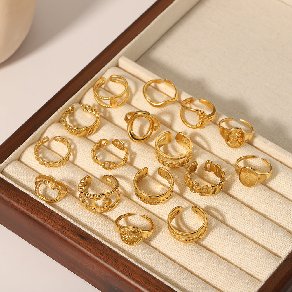 Simple Flower Niche Trendy Irregular Open Ring