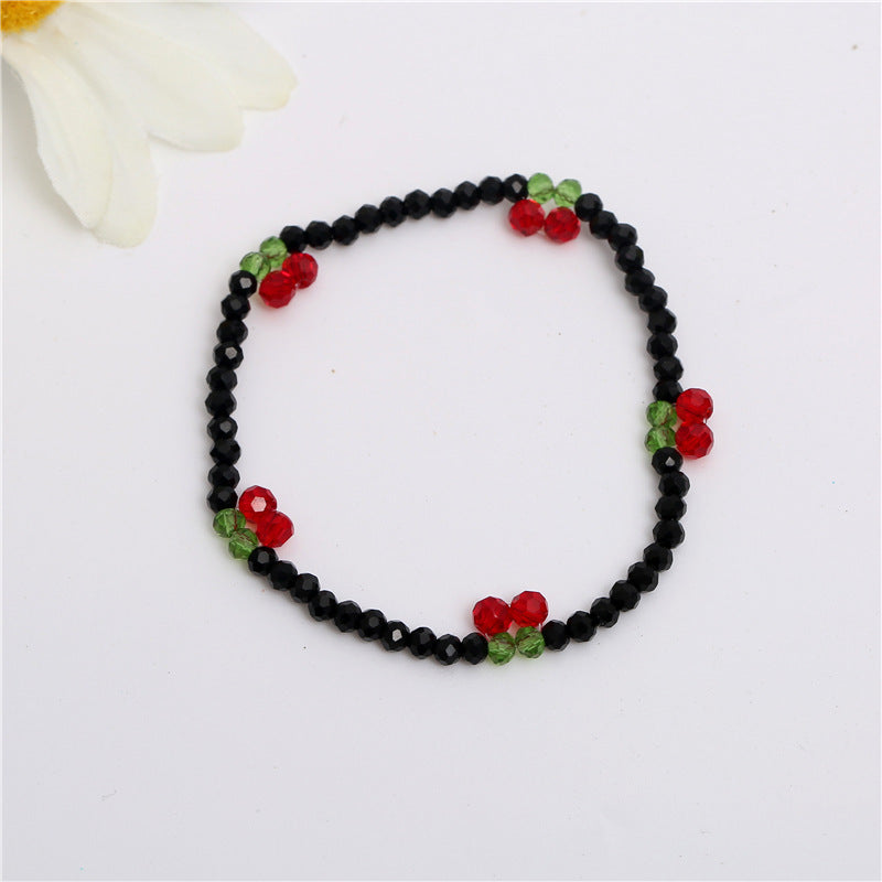Crystal Cherry Female Korean Style Hand-woven Bracelet