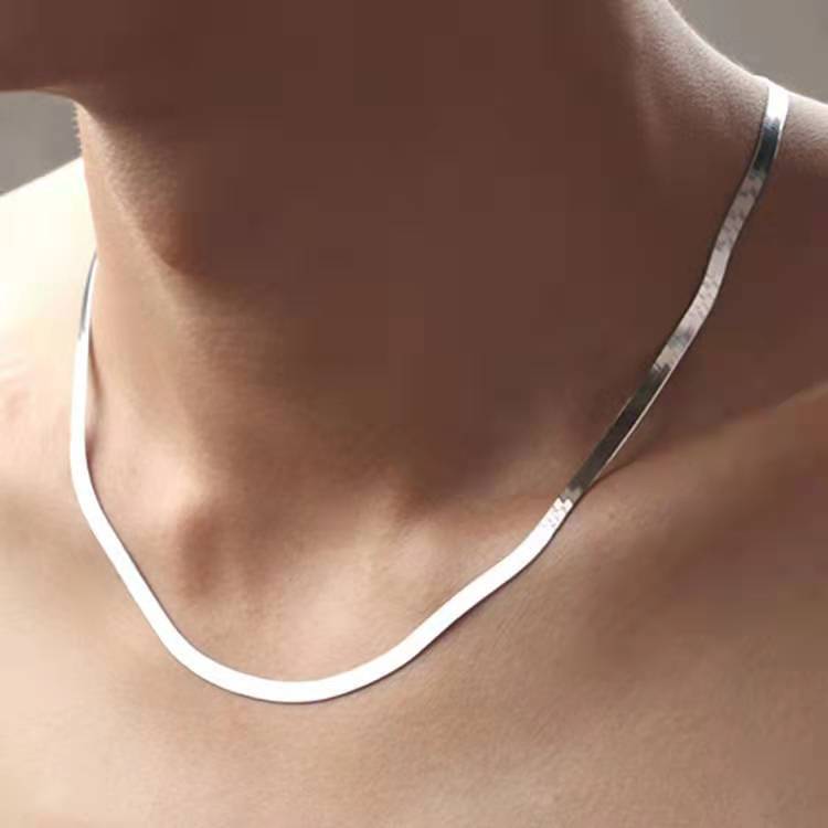 Women's & Men's Collarbone Flat Snake Bone Blade Chain Necklaces