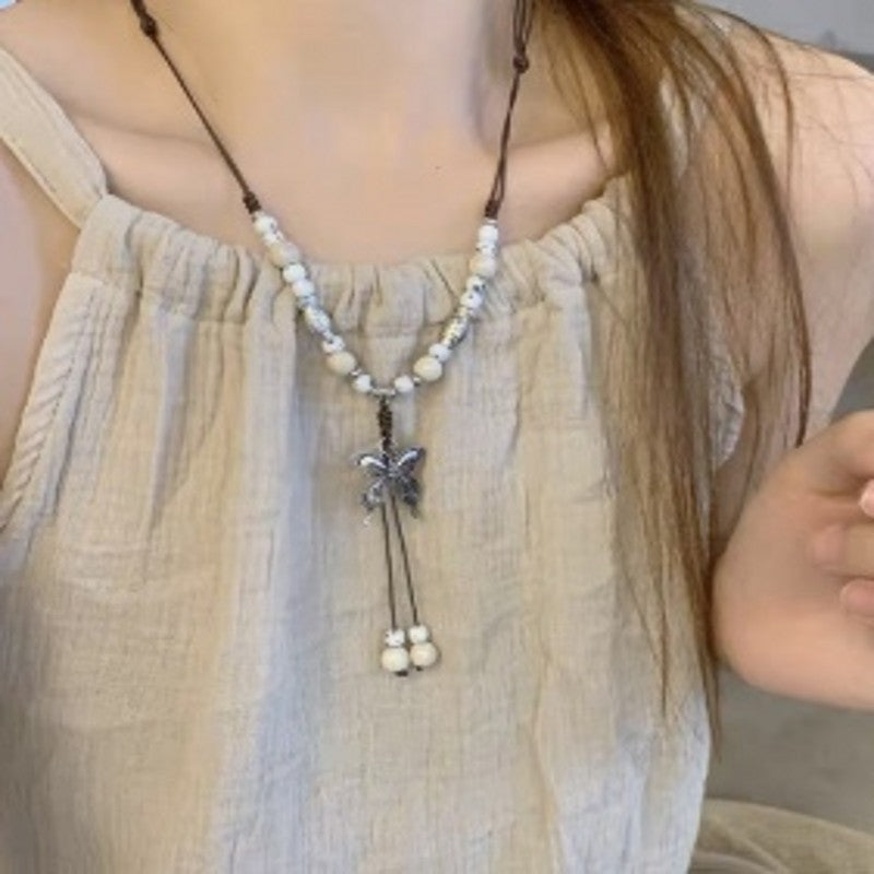 Women's Butterfly Braided Rope Chinese Ethnic Retro Light Luxury High-grade Necklace