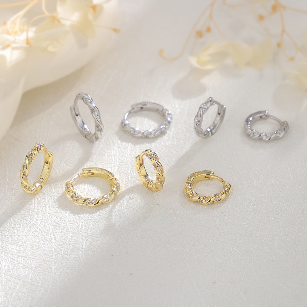 Spot Drill Twist Hot Push Geometric Warping Mobius Inlaid Zircon Rings