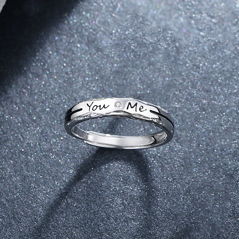 Couple Sterling Sier Korean Niche Design Simple English Rings