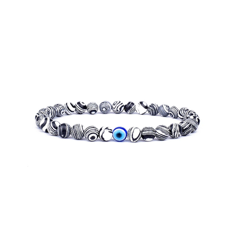 Natural Stone Brace Lace Resin Devil's Eye Beaded Elastic String Bracelet