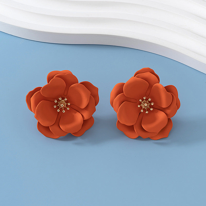 Vacation Style Colored Flower Fresh Elegant Earrings