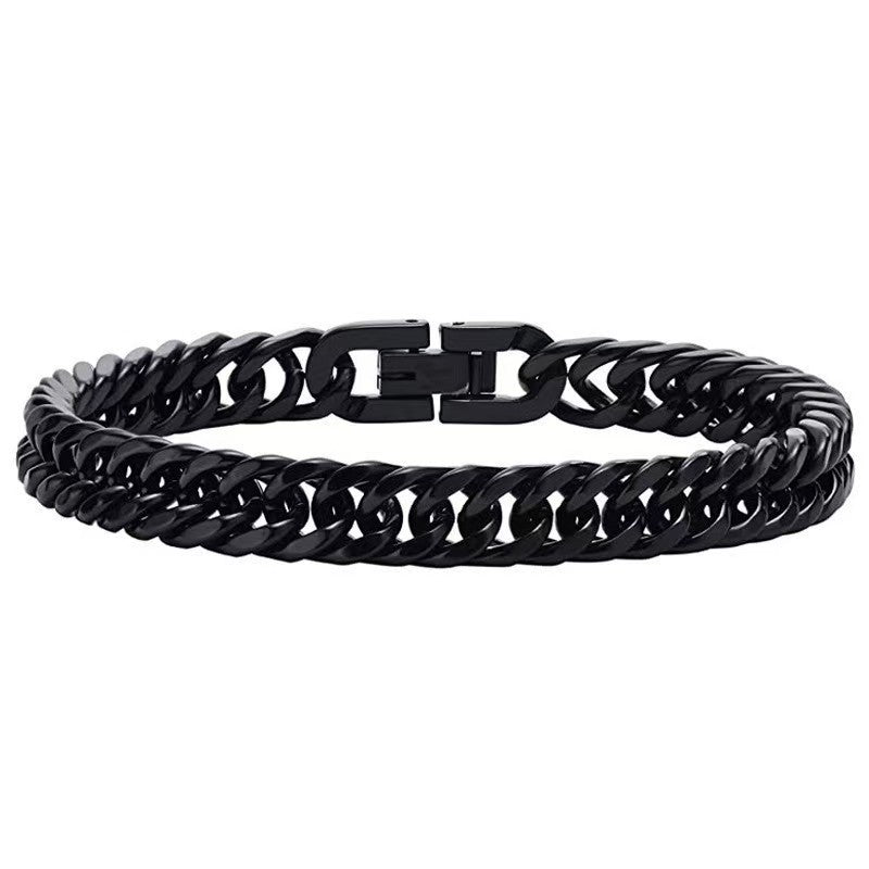 Titanium Steel U-shaped Buckle Simple Stainless Four-sided Grinding Woven Cuban Bracelets