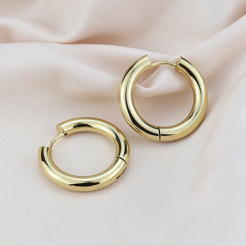 Thick Wire Diameter Glossy Titanium Steel Ear Buckle