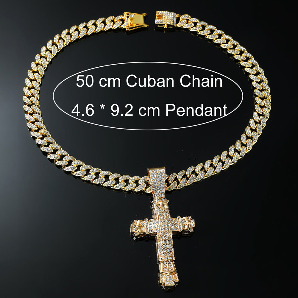 Personality Cross Full Diamond Hip Hop Necklace