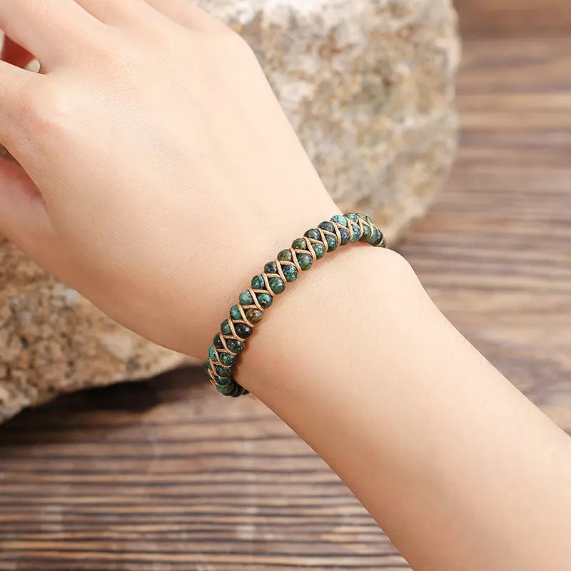 Natural Stone African Turquoise Hand Weaving Temperament Bracelets