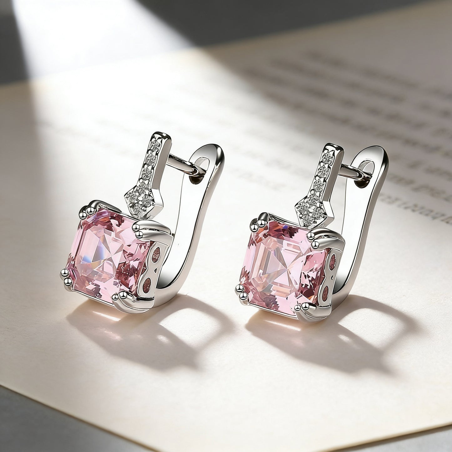 Light Luxury Colorful Crystal Princess Square Meters Clip Advanced Niche Ear Buckle