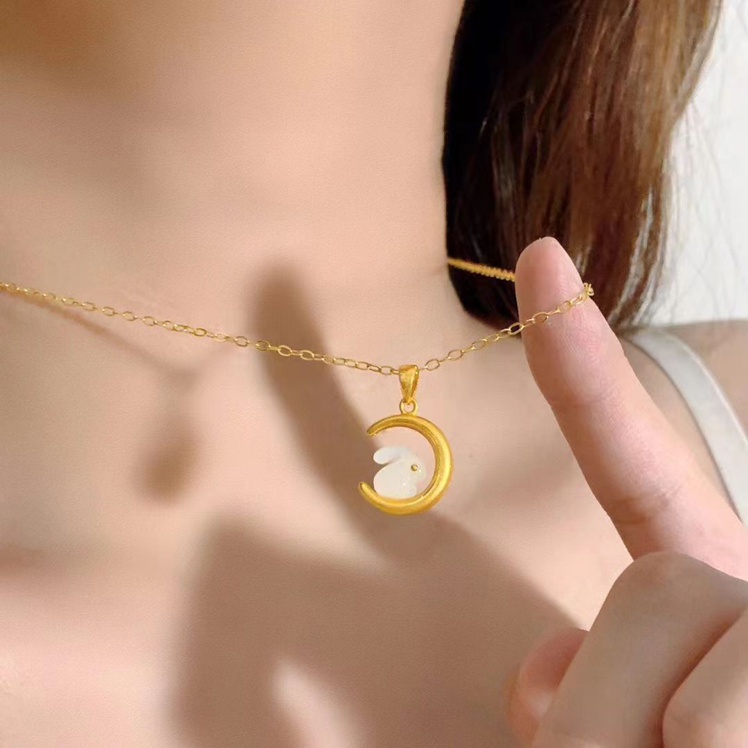Rabbit Female Chinese Zodiac Life Clavicle Chain National Style Design Necklaces