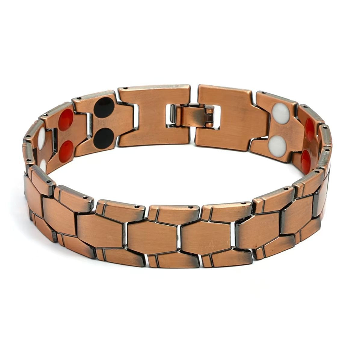 Men's Metal Bronze Magnet Retro Wide Row Bracelets