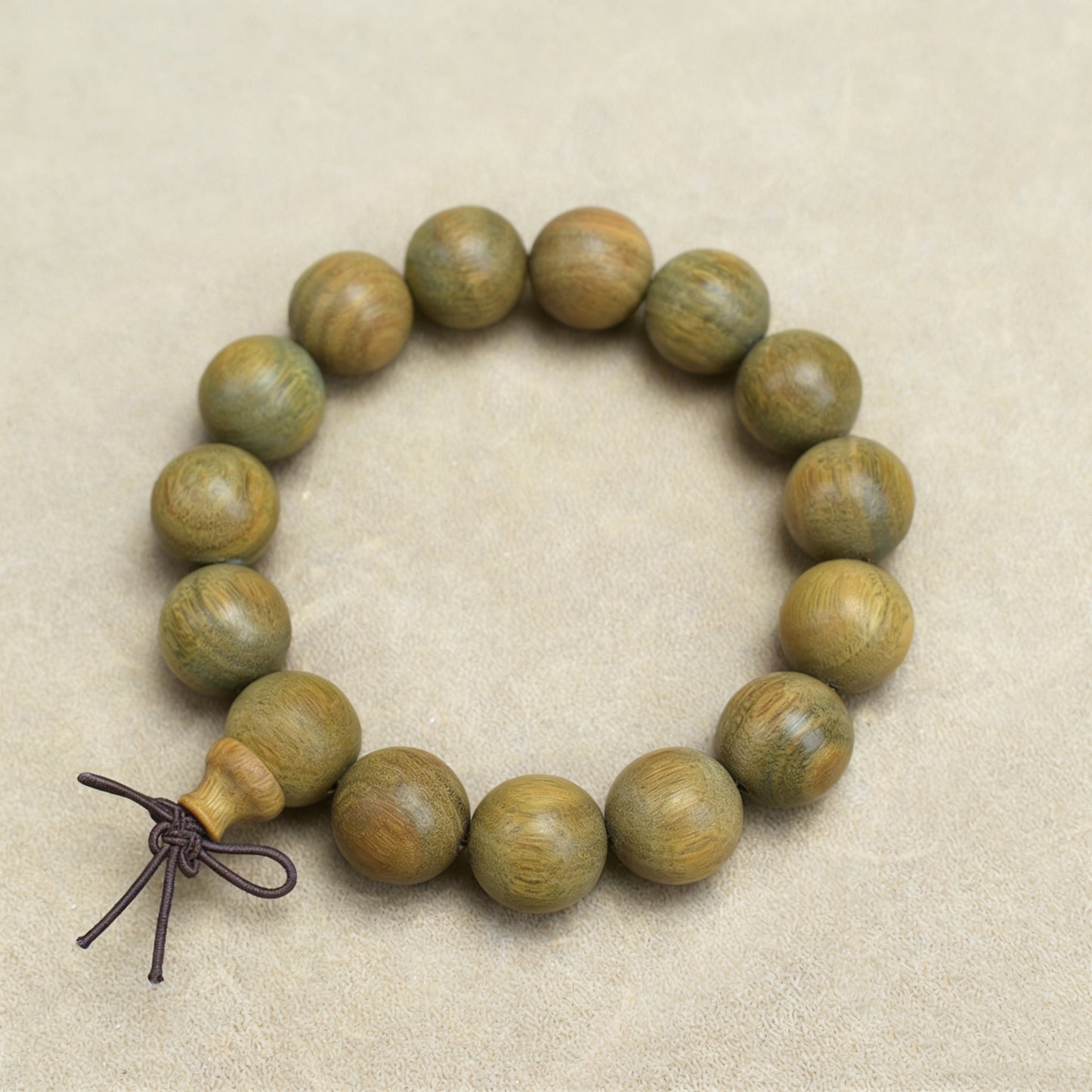 Women's & Men's Green Sandalwood Natural Log Submerged Buddha Beads Ethnic Retro Style Bracelet