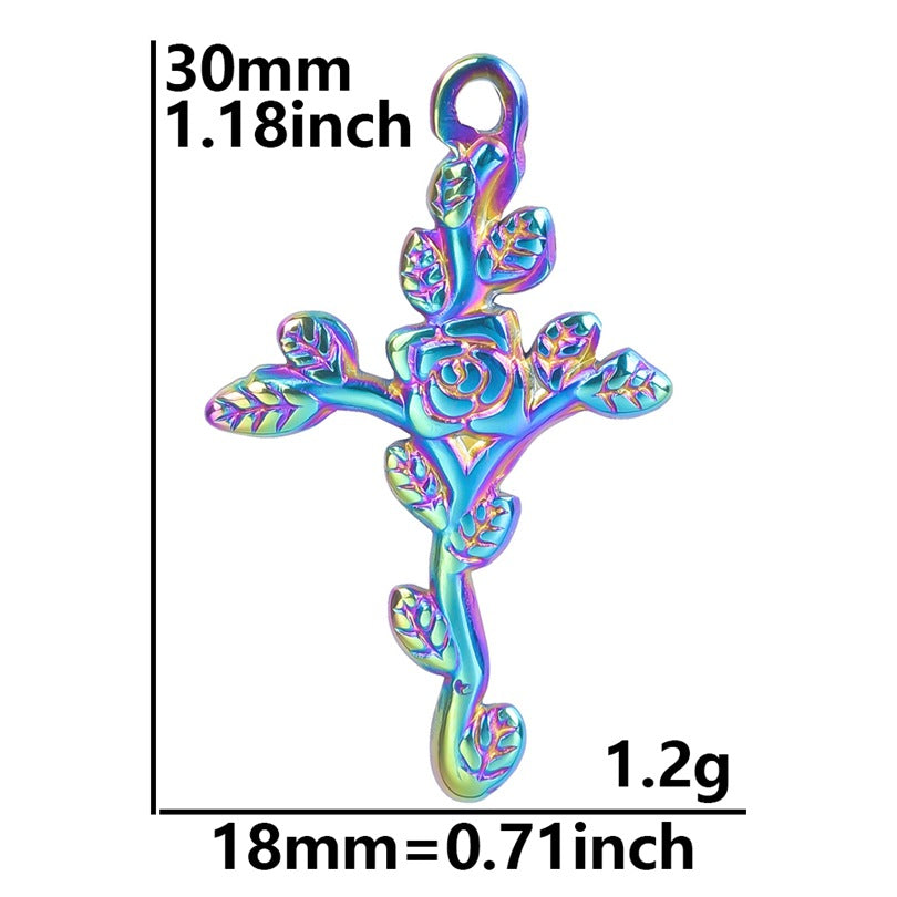 Colorful Stainless Steel Titanium Oil Pressure Rose Pendants