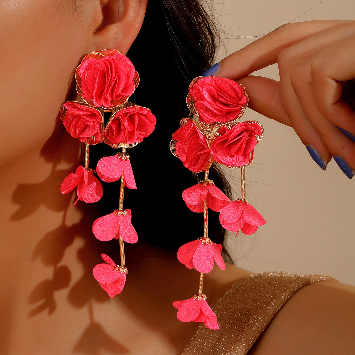 Chiffon Flower Tassel Summer Beach Vacation Rings