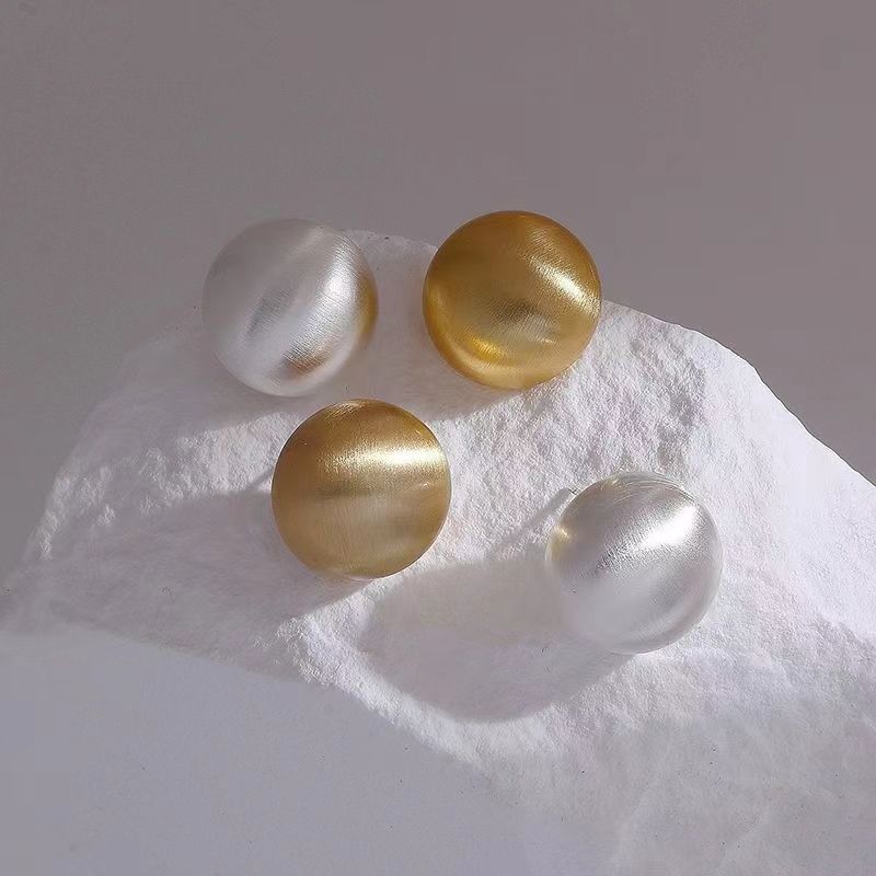 Simple Commute Design Niche Elegant Brushed Frosted Ball Stud Earrings