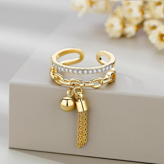 Style Yarn Ball Tassel Open Female Minority Simple Ring