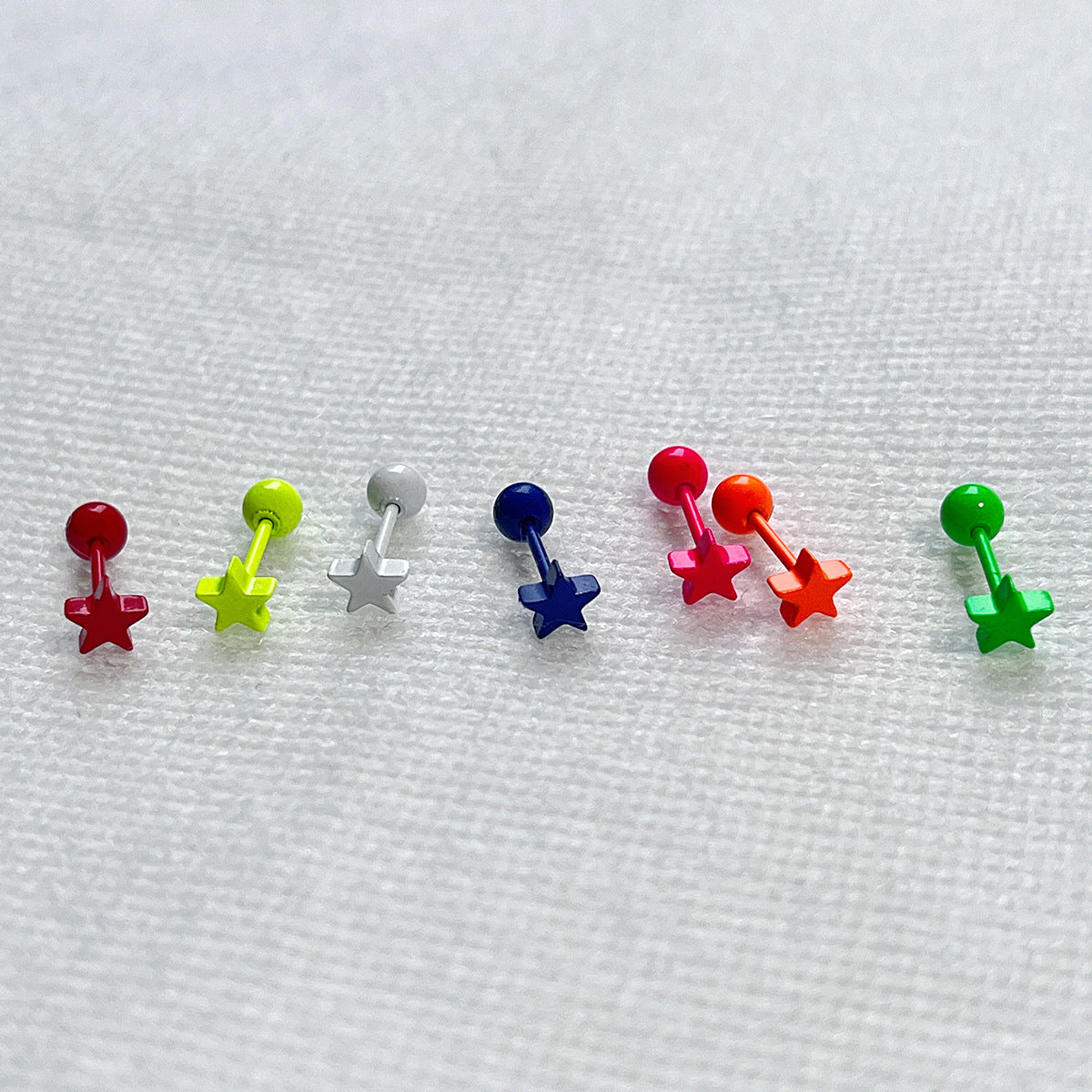 Fluorescent Titanium Steel Ear Bone Summer Hot Before Sleep Five-pointed Earrings
