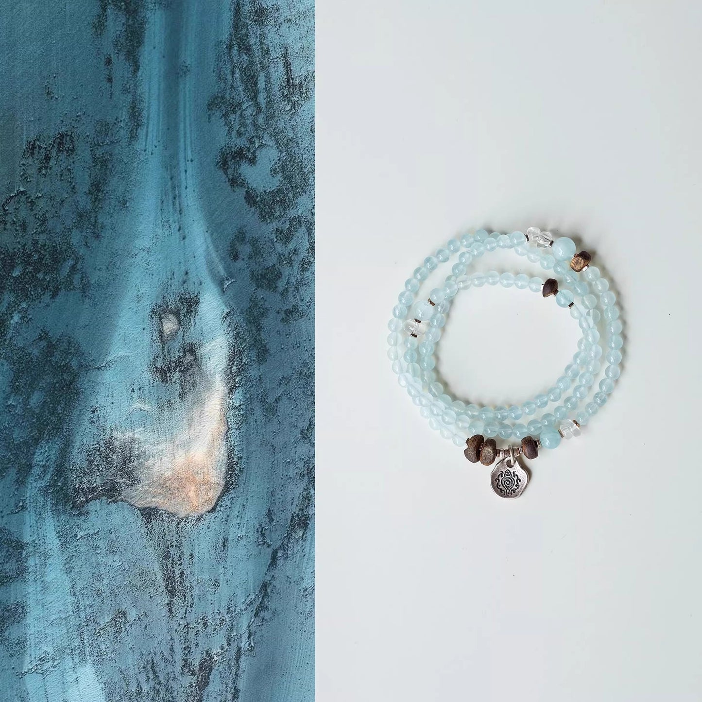 Women's Morning Natural Aquamarine Crystal Good Luck Bracelets