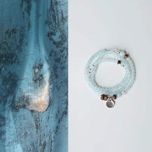 Women's Morning Natural Aquamarine Crystal Good Luck Bracelets