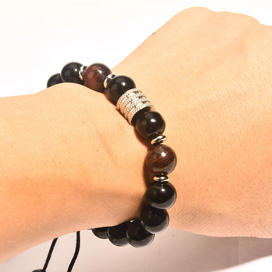 Men's Stainless Steel Tiger Eye Obsidian Jewelry Bracelets