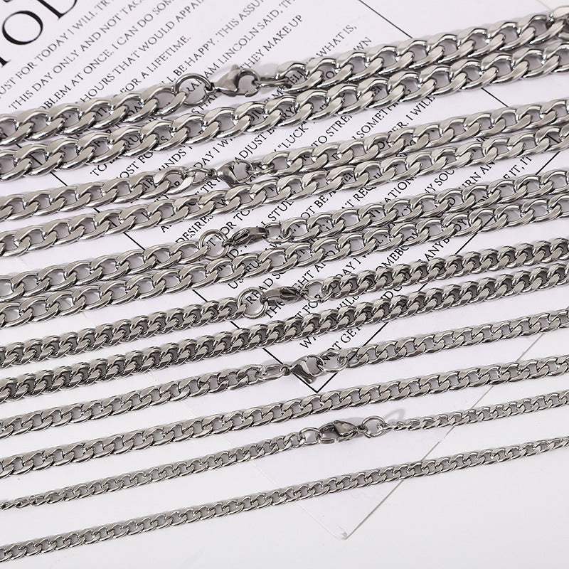 Women's & Men's Wide Flat Thick Thin Chain Simple Necklaces