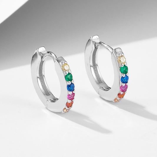 Women's Sier Round Color Zircon For Special Interest Earrings