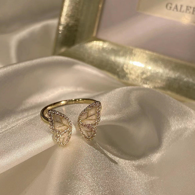 Women's Fairy Butterfly Flower Open Fashion Personality Affordable Luxury Niche Exquisite Rings