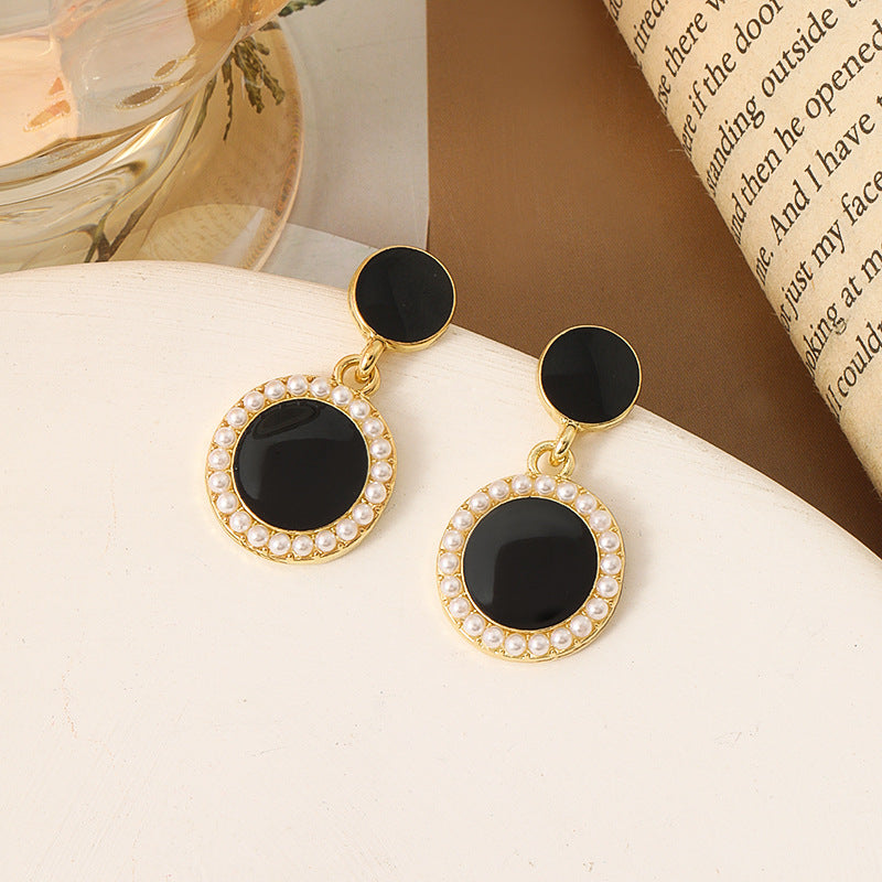 Simple Retro Sier Needle Pearl High Sense Ear Earrings