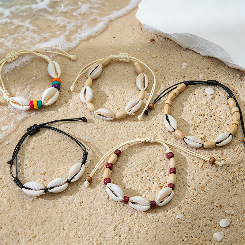 Beach Vintage Shell Bohemian Wax Line Natural Advanced Bracelet