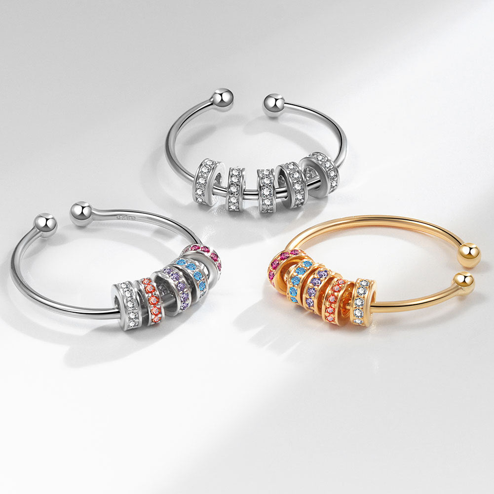 Hot Color Rotating Beads Decompression Female Open Rings