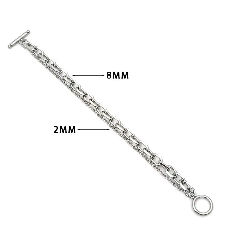 Women's & Men's Batch Angle O-shaped Stitching Titanium Steel Bracelet