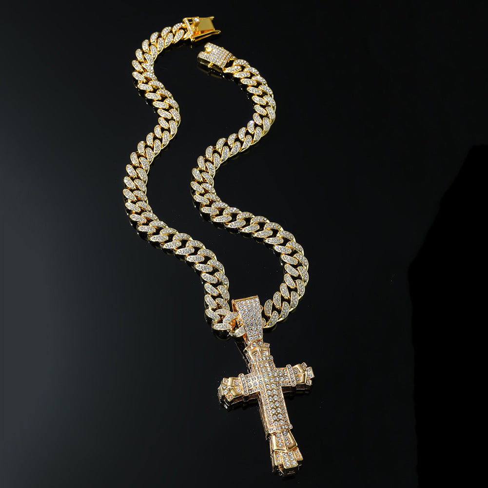 Personality Cross Full Diamond Hip Hop Necklace