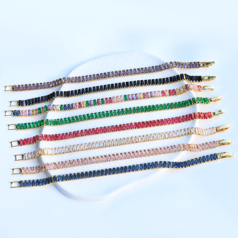 Women's Colorful Solid Color Zircon Full Diamond Bracelet