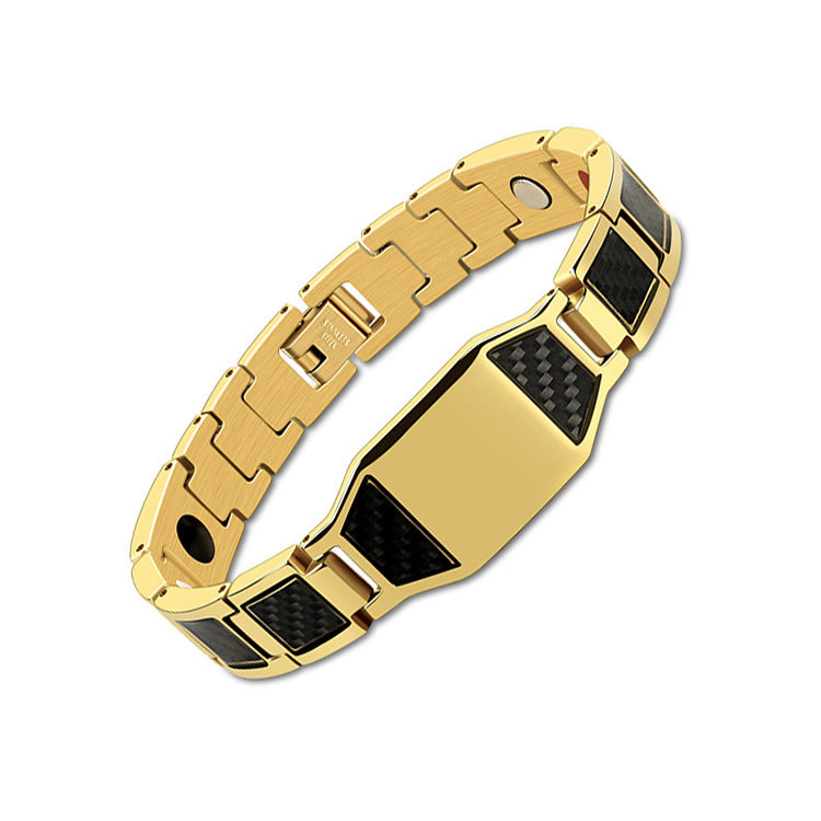 Men's Titanium Steel Gold-plated Carbon Fiber Magnet Bracelets