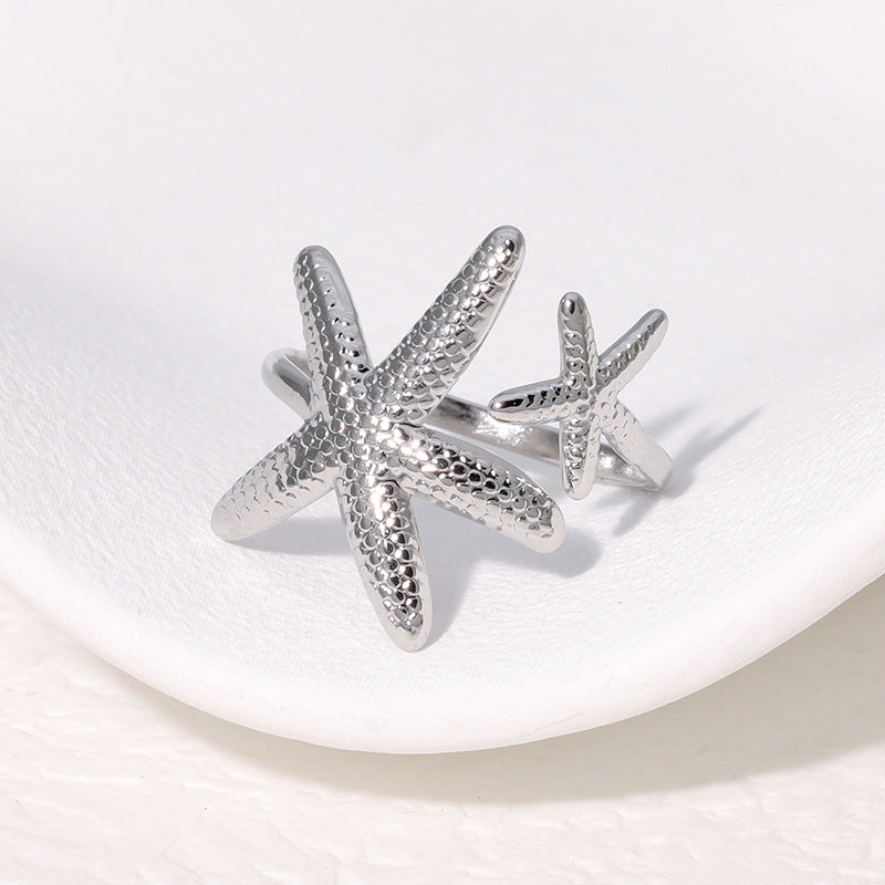 Elements Beach Starfish Stainless Steel Fashion High Rings