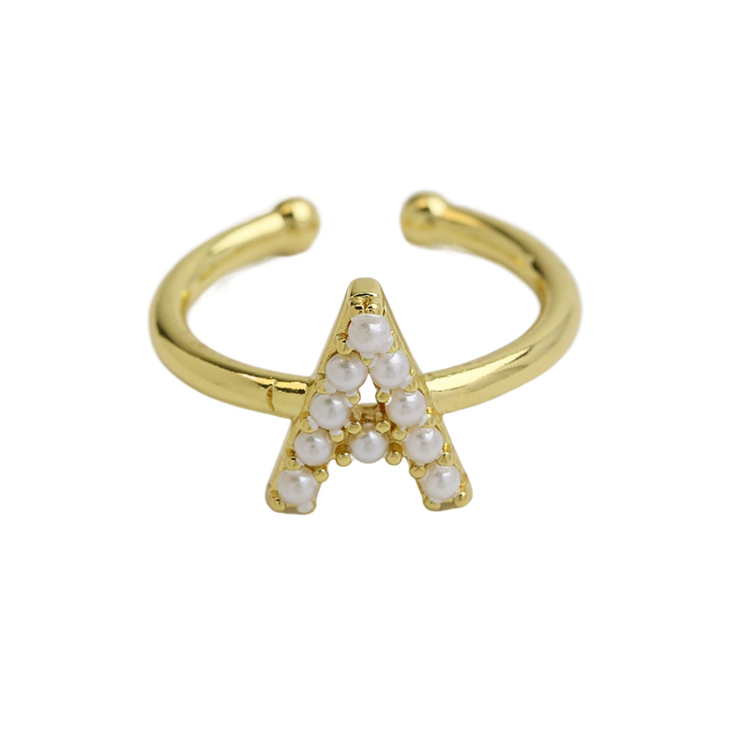 Women's Xi Brass Pearl English Letters Open Rings