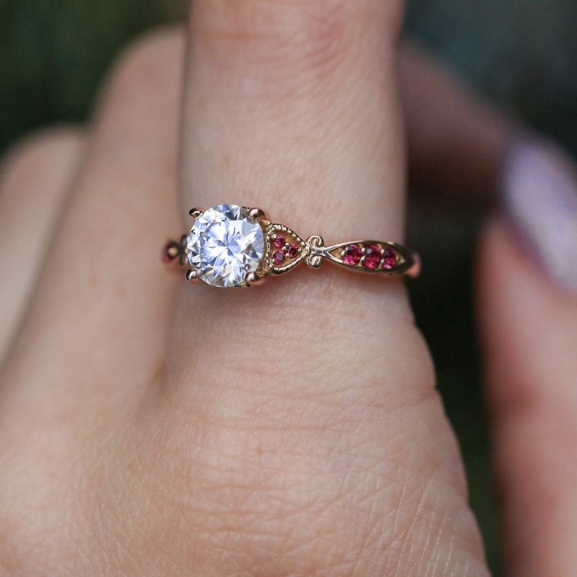 Women's Gold Zircon Simple Tail Versatile Pink Diamond Rings