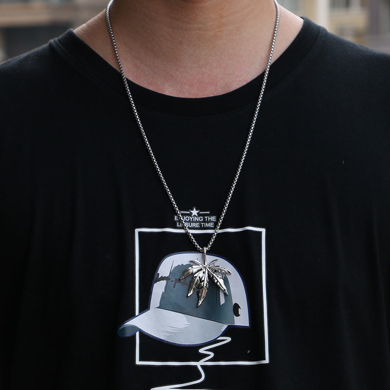 Men's Hop Trendy Cool Letter Korean Style Sweater Chain Necklace
